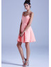 Satin Straps V Back Short Prom Dress